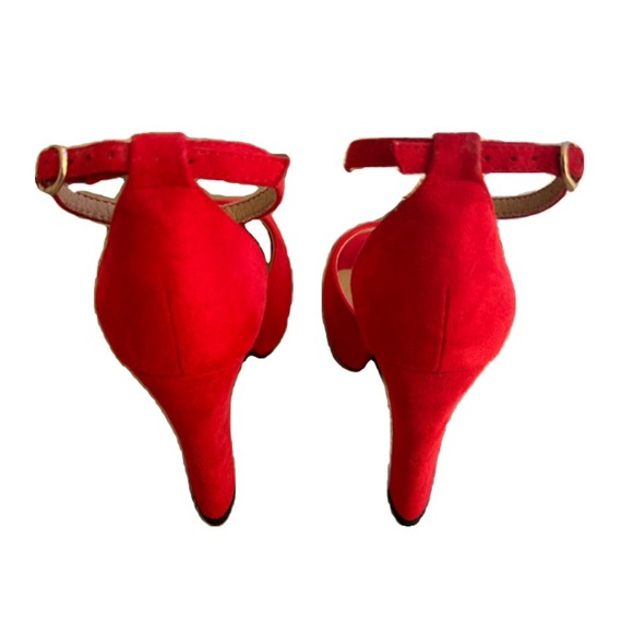 IDIFU | WOMEN'S CHUNKY HEELS | RED VELVET | SIZE 7 - Picture 4 of 5